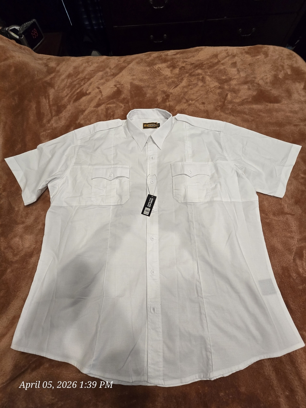 Men's white Zip Close Police/Fire/EMS Uniform Shirt 4XL 20-20.5"